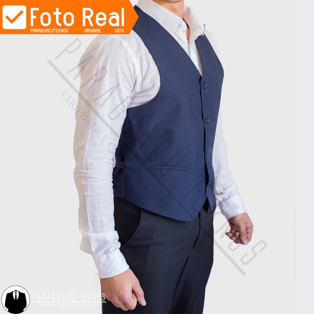 Colete Social Slim Fit Azul Marinho Premium Regulável Original de Fabrica - Tamanhos PP ao GG