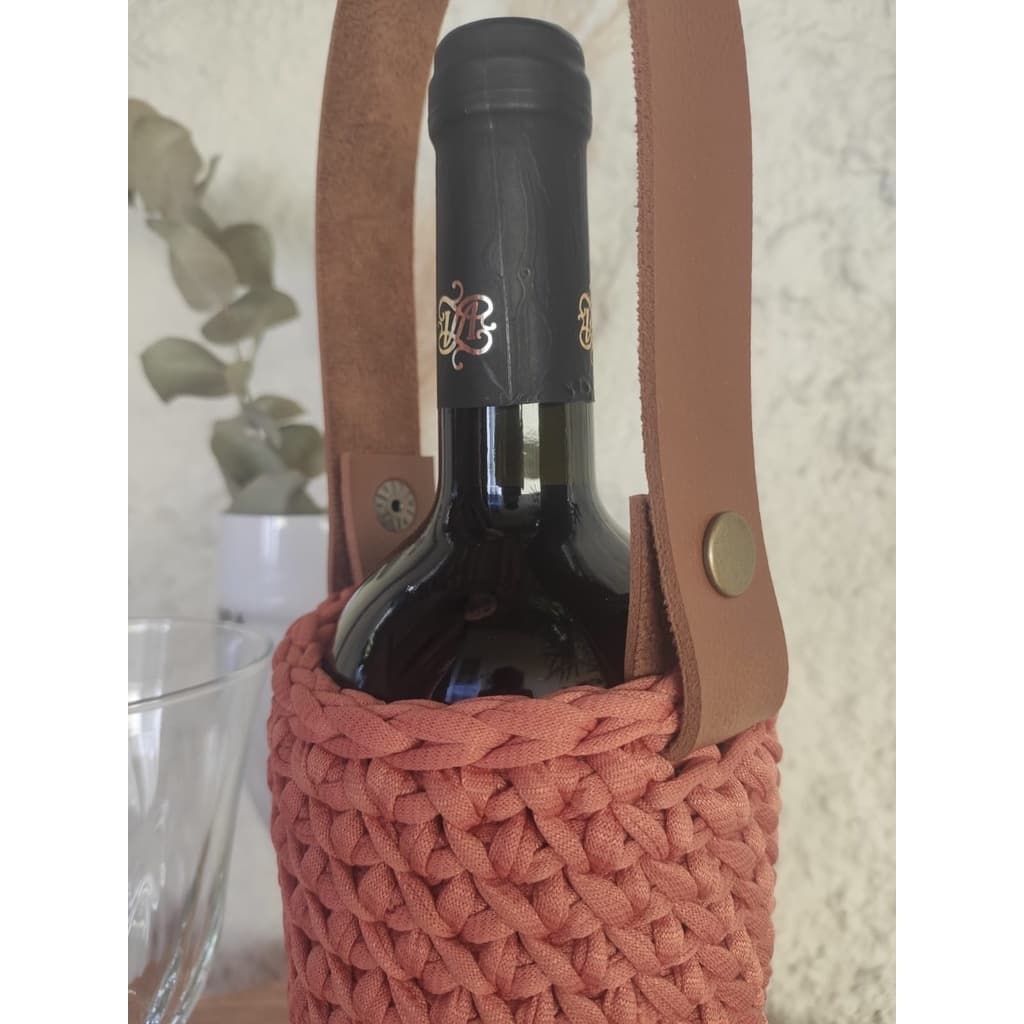 Alça Porta Vinhos Botão de Pressão 2,5 cm em Couro Ecológico