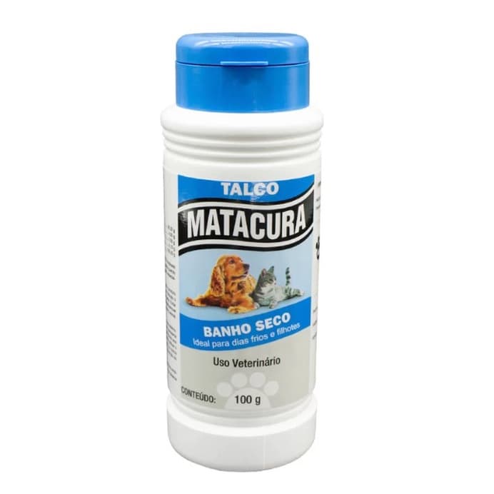 Talco Banho Seco Matacura para Cães e Gatos 100g