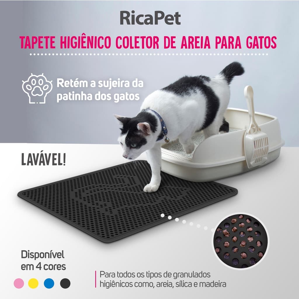 Tapete Higiênico P/gatos Anti Sujeira Coletor De Areia Ricapet