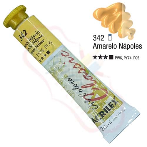 Tinta à Óleo Acrilex Bisnaga 20ml - Amarelo Nápoles 342