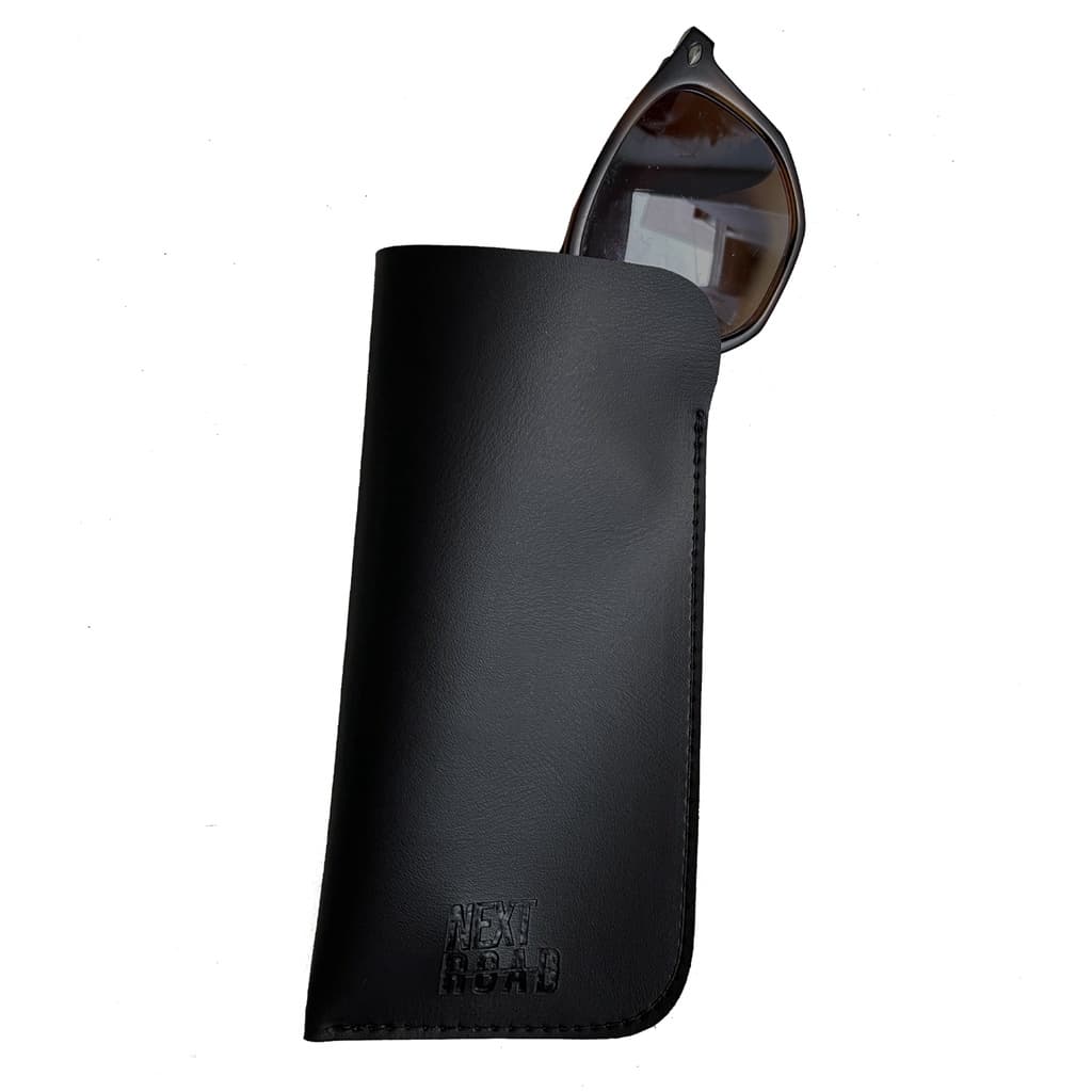Porta Óculos de Sol Estojo feito em Couro Sintético Preto