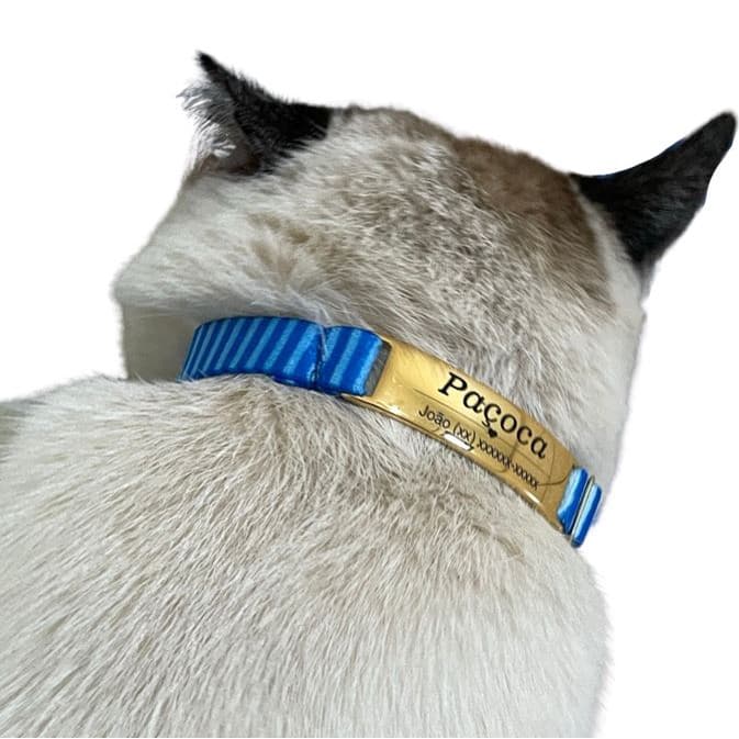 Coleira Para Gato de Identificação Sem Barulho plaquinha Personalizado