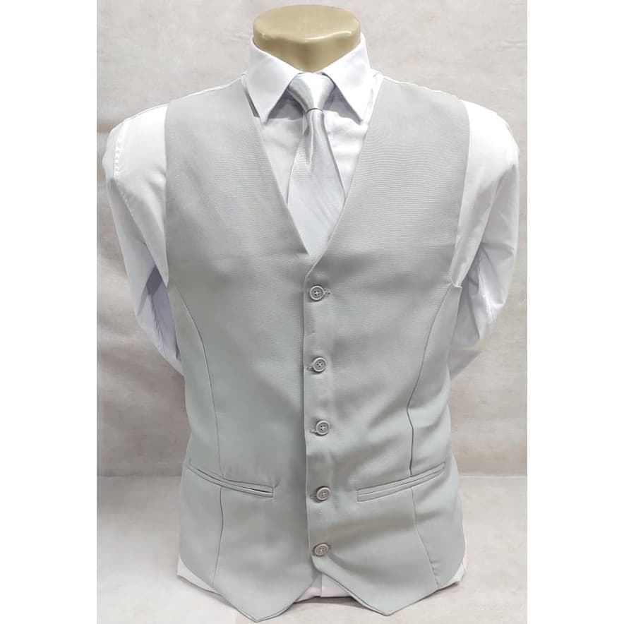 Colete Social - Cinza Claro Liso em Oxford com Fivela Para Ajuste - COD: SX522