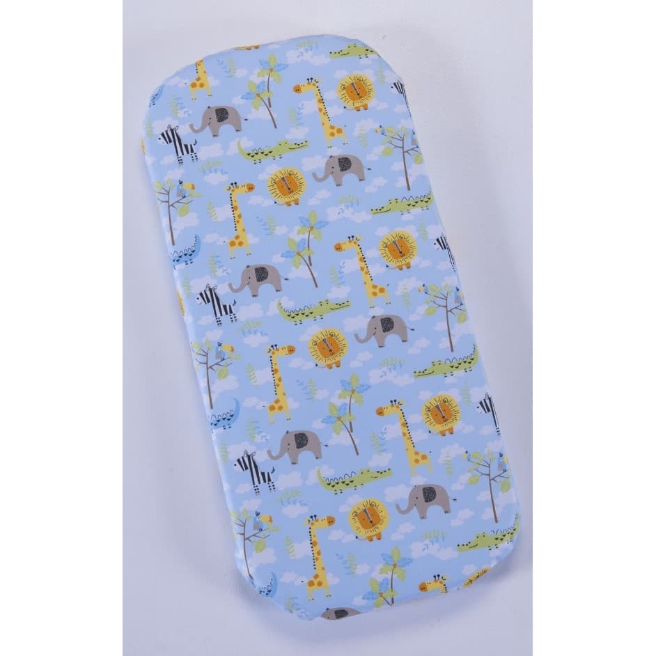 Colchao oval para moises Azul Bebe Safari Selva - Colchonete Oval para carrinho de bebe Safari Azul