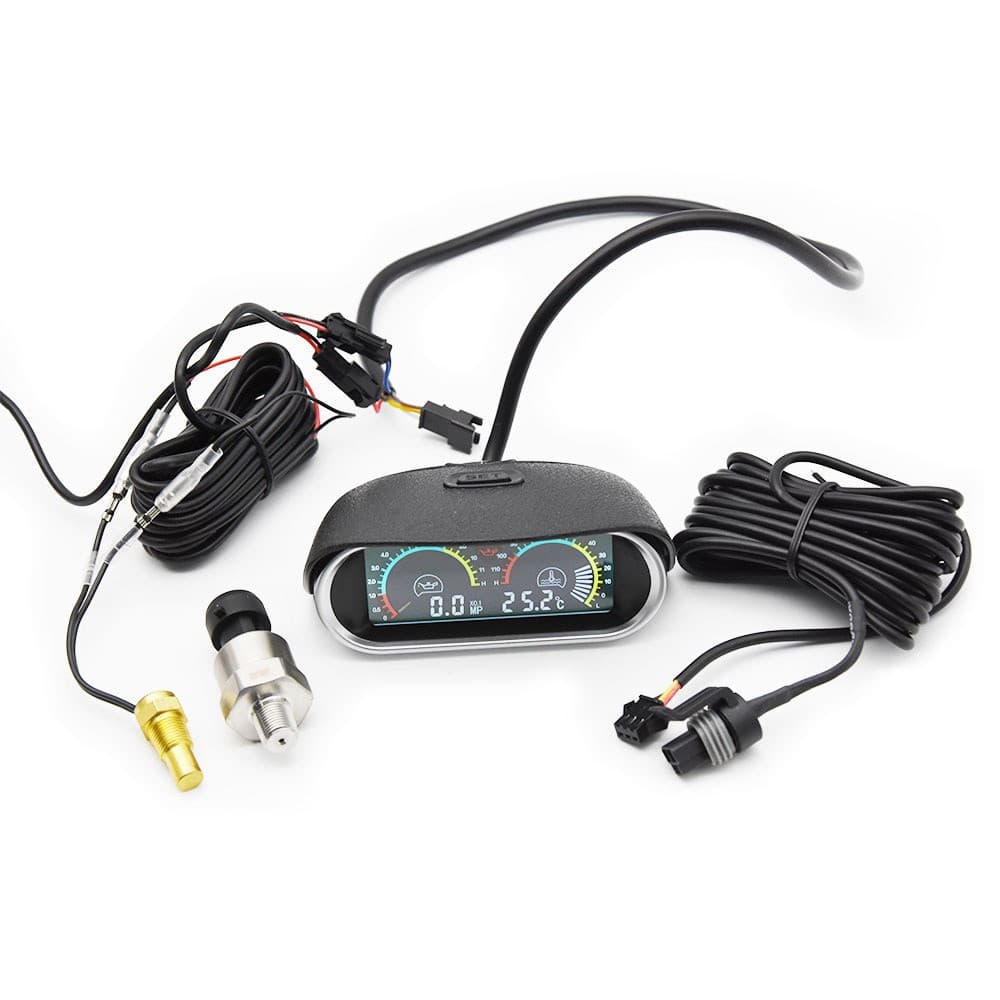 12v/24v 2 IN 1 Medidor De Pressão De Óleo LCD Temperatura De Água sensor Sensores 10mm Para Motocicleta Automotiva De