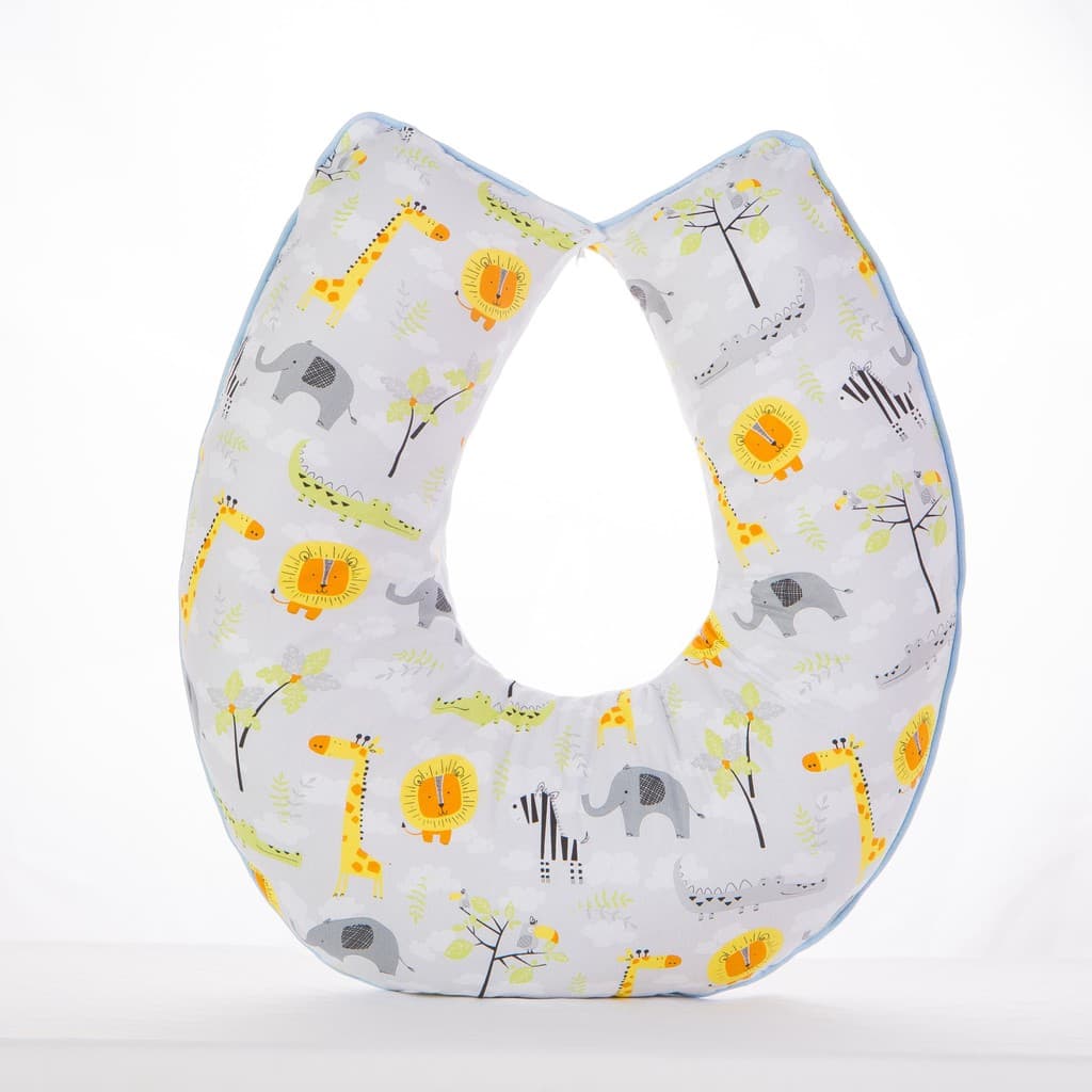 Almofada Amamentação para Bebê Safari Cinza - Azul