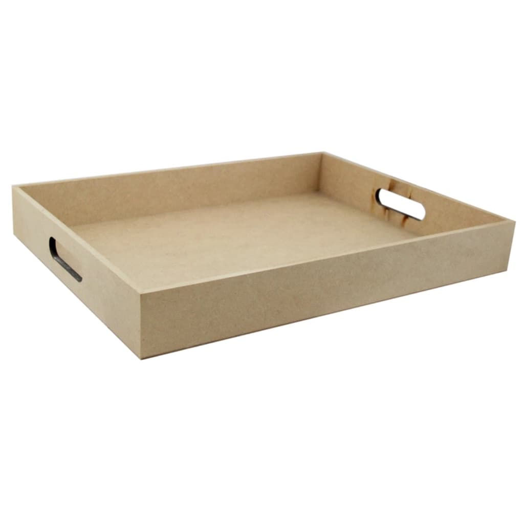 Kit 5 Bandejas Reta Retangular Lisa 35x25x5 Cm Mdf Crú