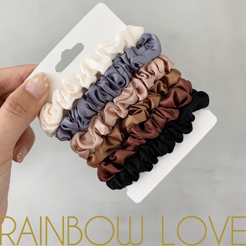 6Pçs Scrunchie de Cetim para Cabelo