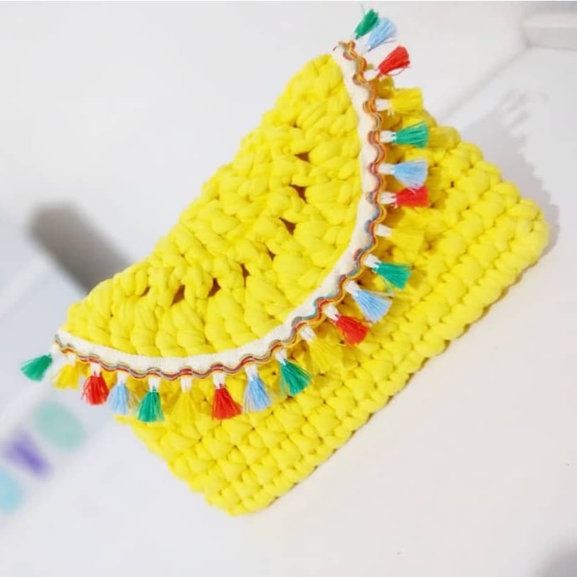 Clutch Sol Crochê Fio de Malha