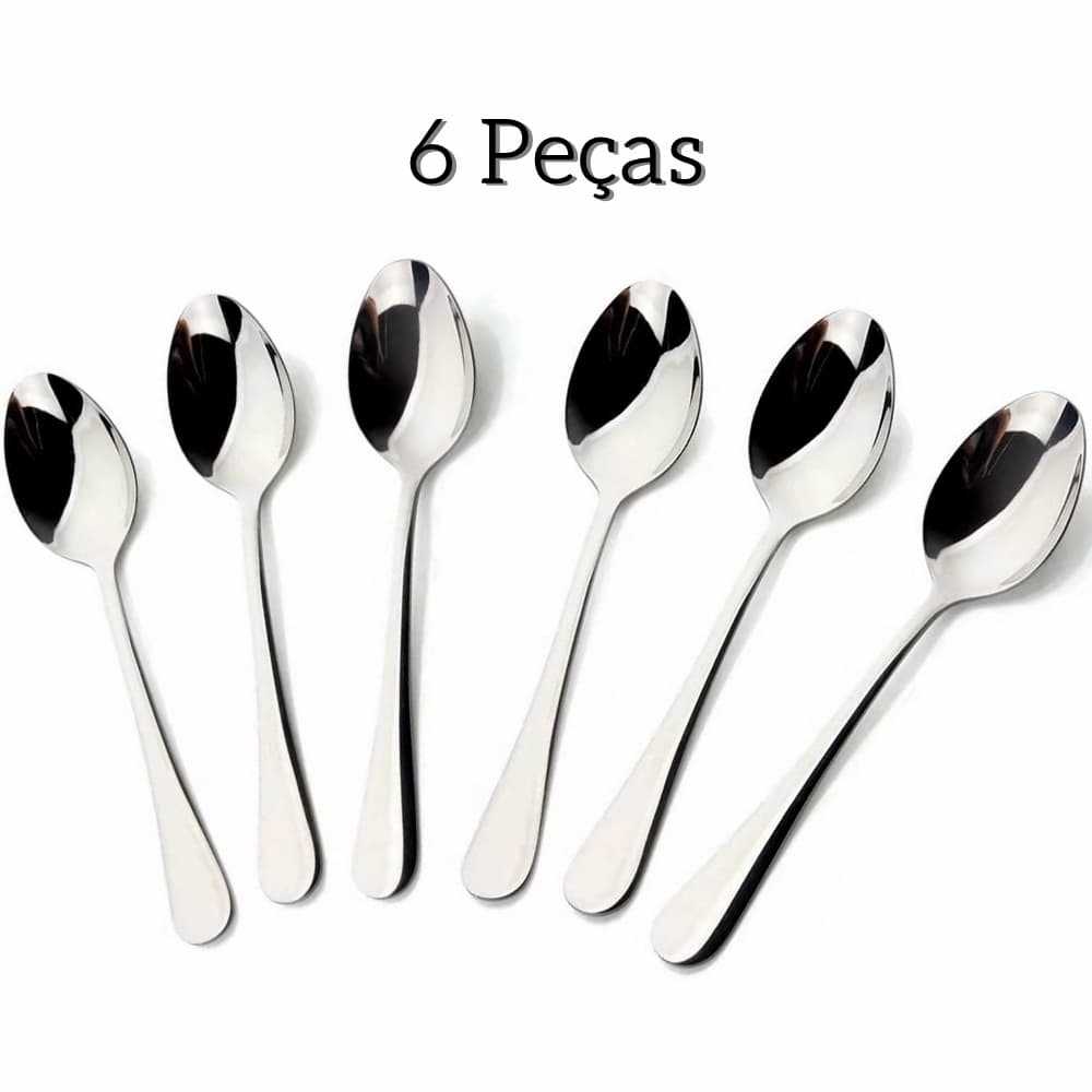 Kit 6 Colheres de Sobremesa Colher De Suco Colher De Inox