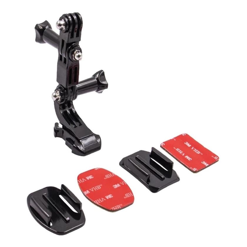 Suporte Lateral De Capacete Gopro + Kit Adesivo Curvo E Reto