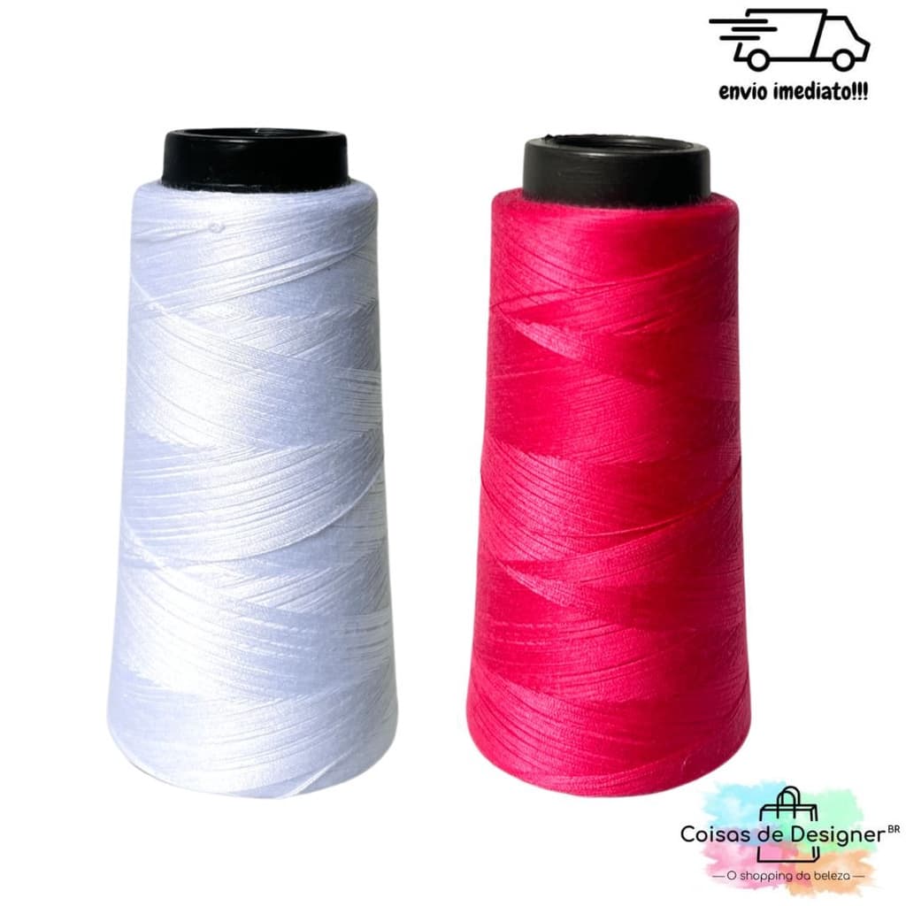 Linha Para Depilação Egipcia e Marcação das Sobrancelhas 100% Poliéster Rosa e Branco - Trichê