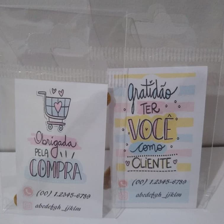Brinde Para Cliente Gratidão Pela Sua Compra Com 100 Unidades Personalizado Com O Instagram E Whatsapp