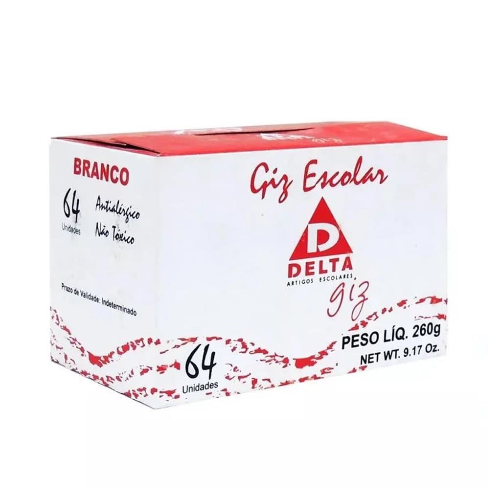 Giz Branco Escolar Para Quadro Verde Negro Delta 64 Unidades Promoção