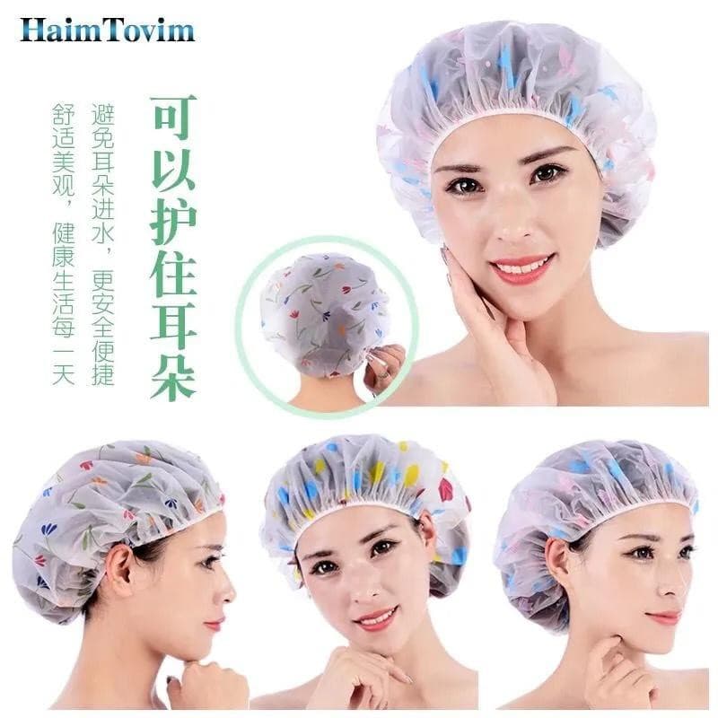 3 Pcs Touca De Banho Plástico Reutilizável à prova d'água Envio Imediato