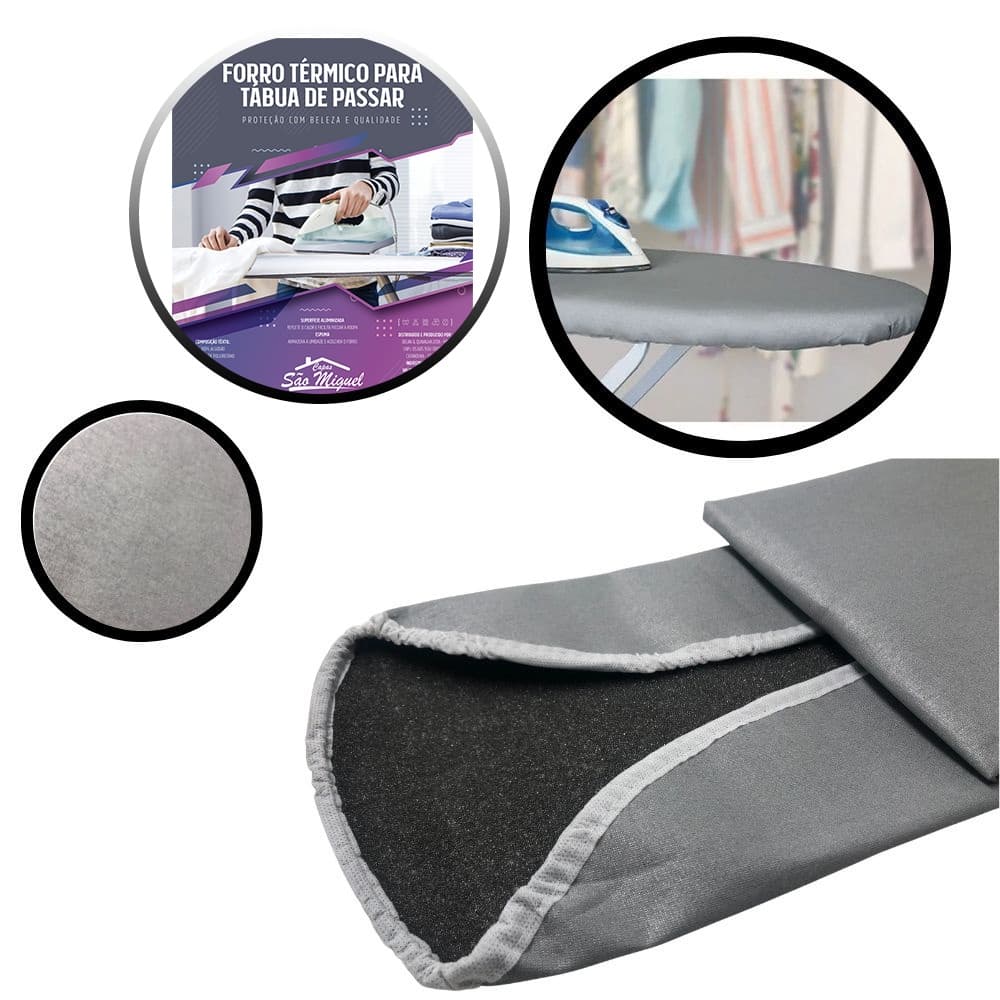 Forro Térmico Com Espuma Para Tábua De Passar Roupas Metalizado