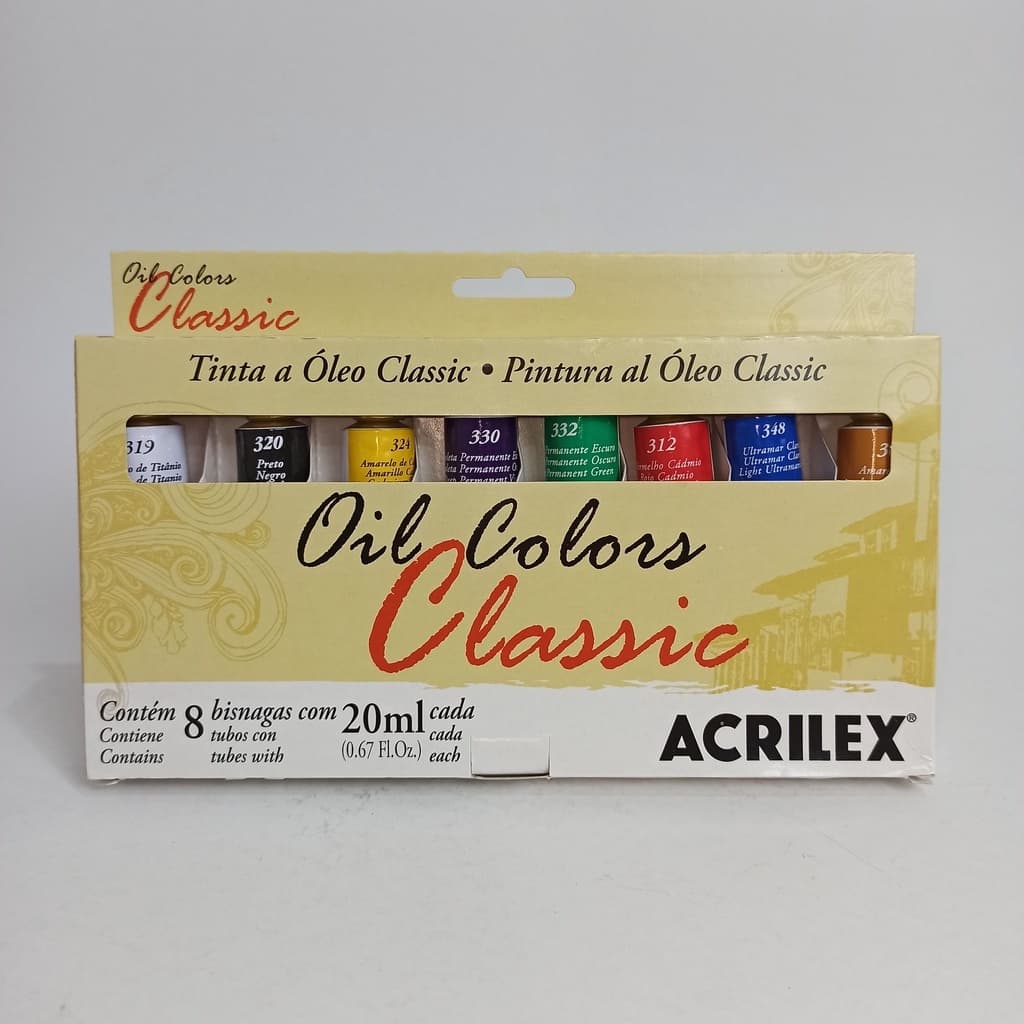KIT OIL COLORS CLASSIC ACRILEX - 8 CORES