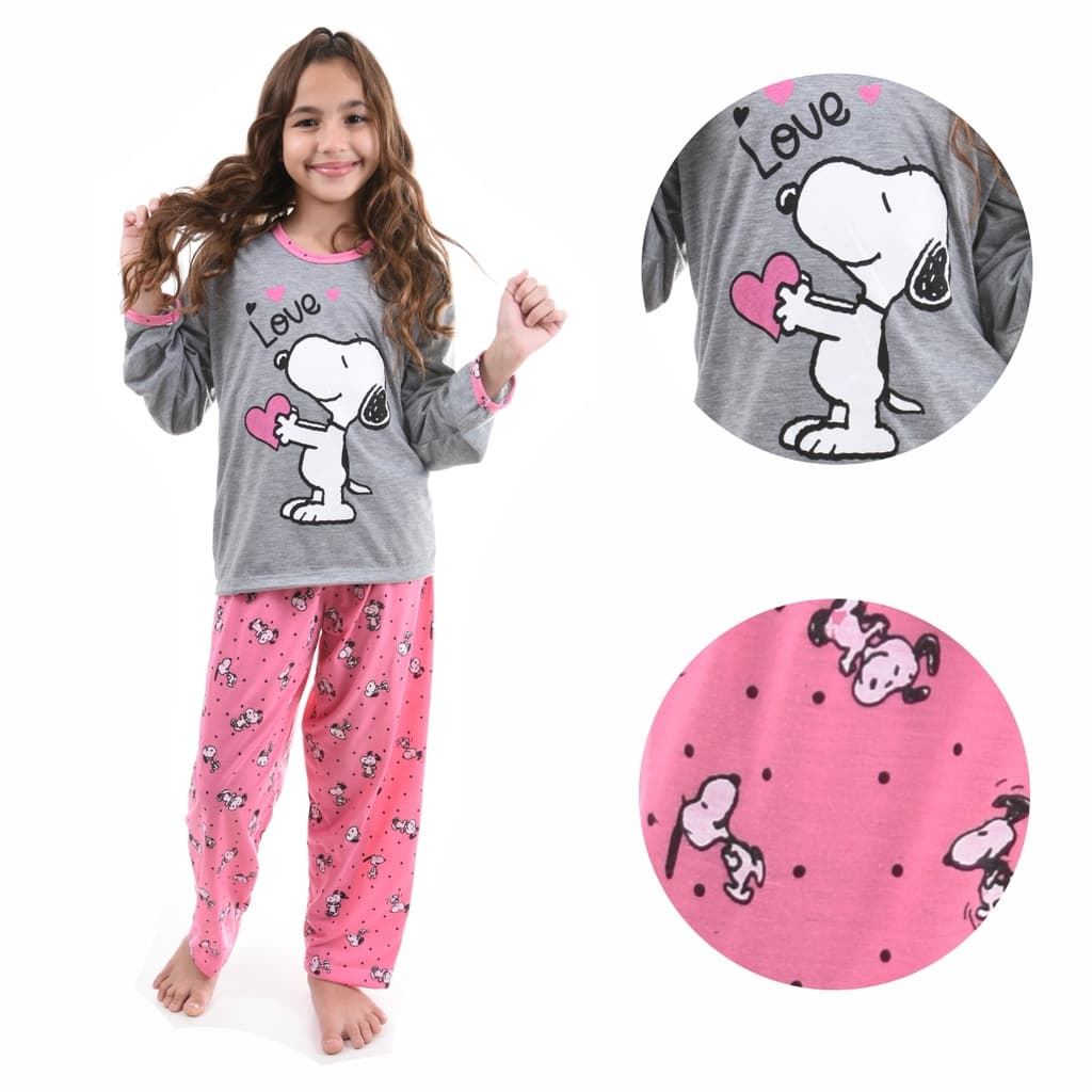 Promoção Pijama Longo Infantil Feminino Inverno Manga Longa