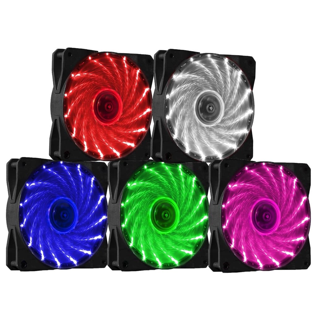 Cooler Fan 120mm 12cm 15 Leds Vermelho Azul Verde Branco Rosa