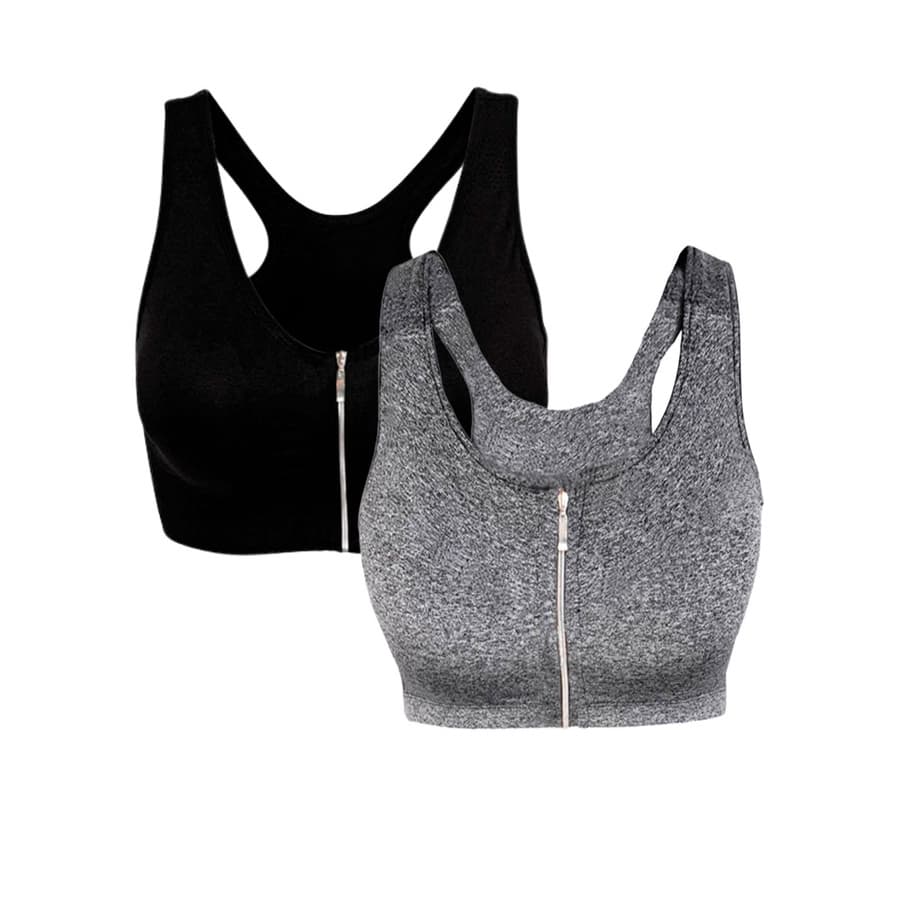 Kit 2 Tops Fitness Wolfox Com Zíper E Bojo Removível Feminino