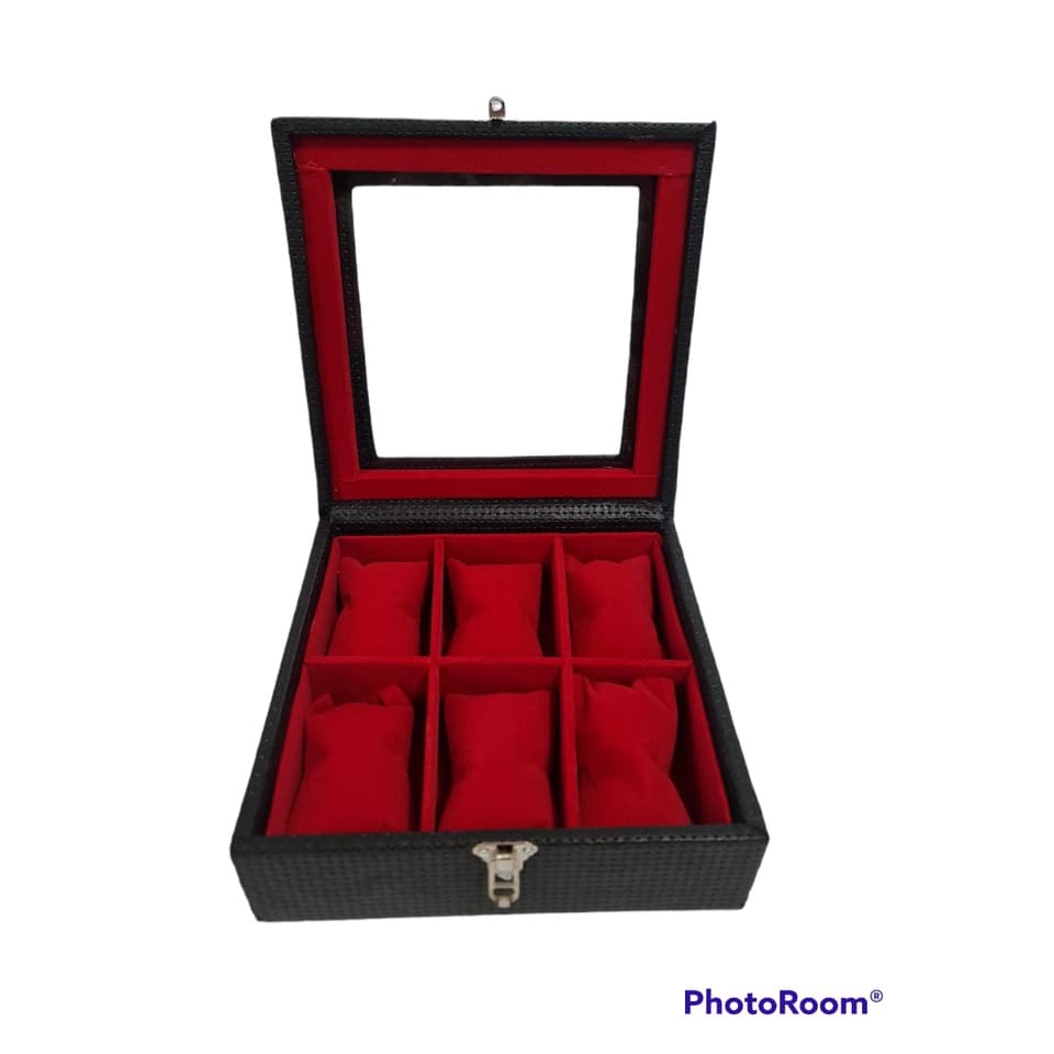 Estojo Porta Relógio Couro P/ 6 Unidades