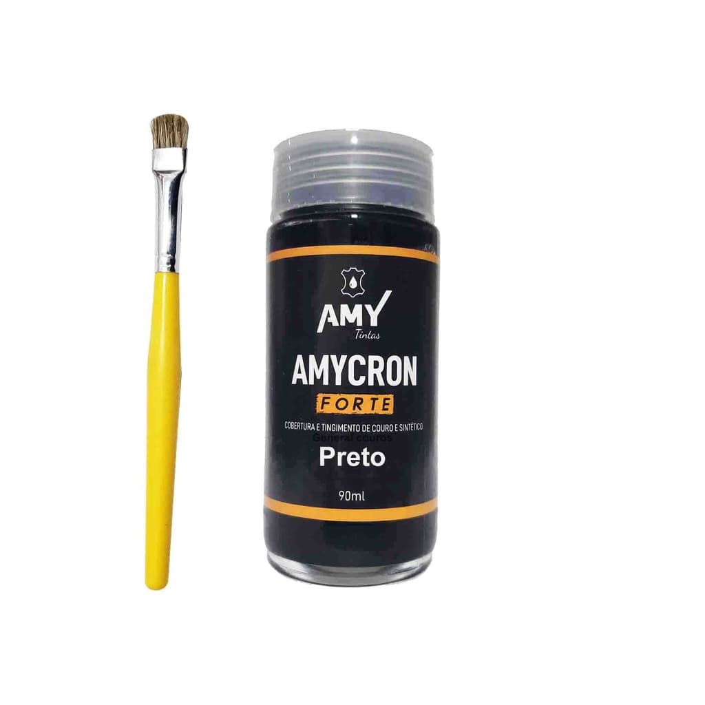 tinta para couro preto +pincel de pintura amy 100ml