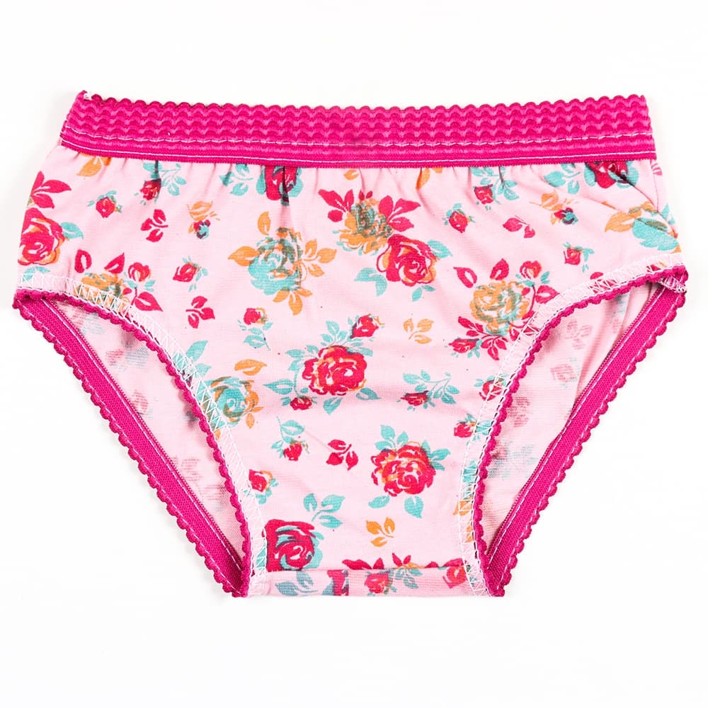 Kit 5 calcinhas infantil meninas algodão modelagem tradicional estampas variadas elástico trabalhado cós conforto