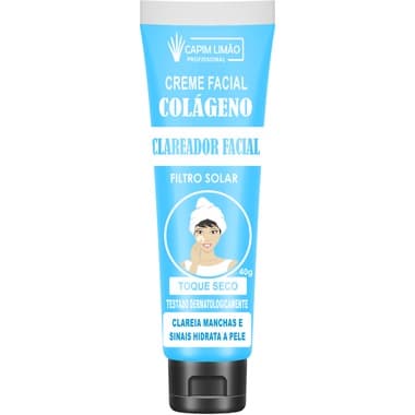 Creme Clareador Facial C/ Colágeno e Filtro Solar Capim Limão 40g