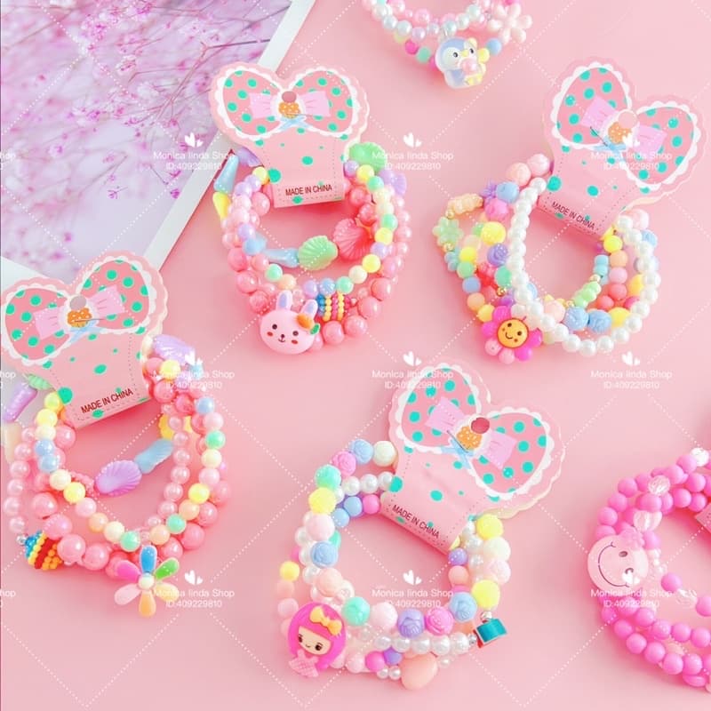 Kit 24 Pulseiras Conjunto Para Criança Infantil Frutas Doces Coloridos
