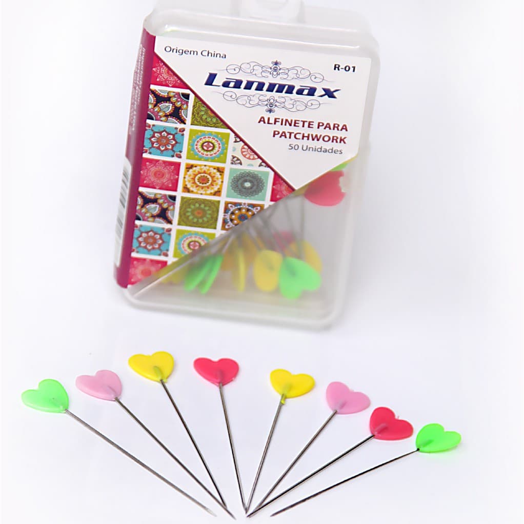 Alfinete Para Patchwork Coração Com 50 Unidades