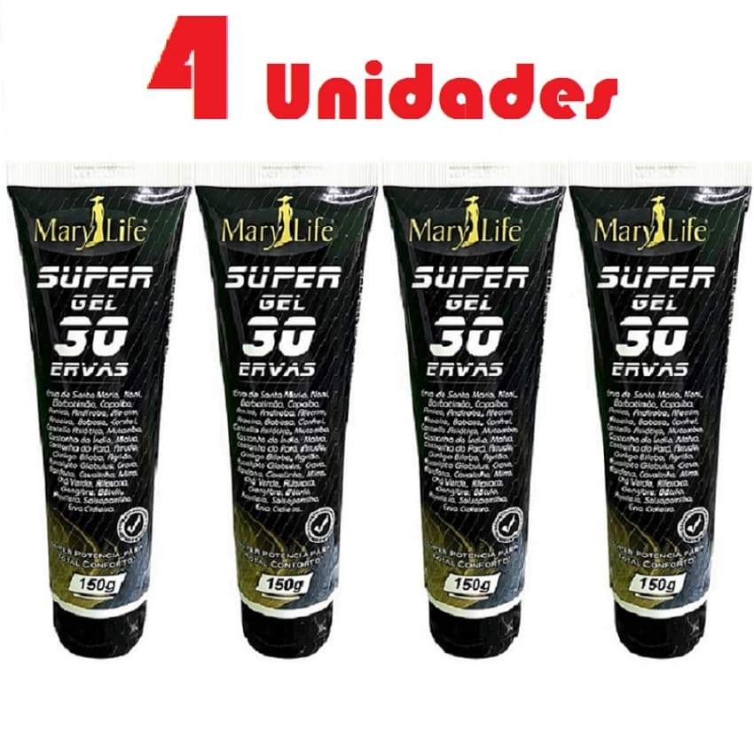 Kit com 4 Super Gel 30 Ervas 150g Efeito Gelo Quente