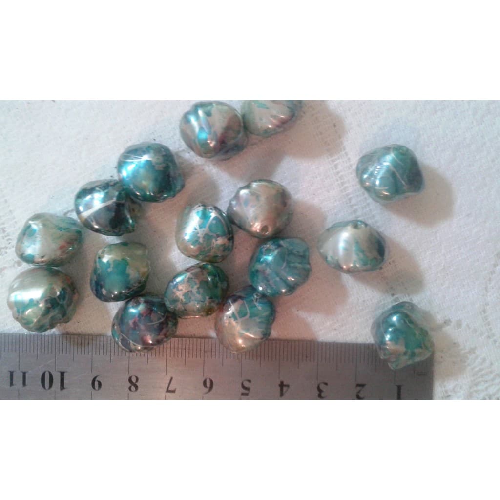 Balão azul mesclado 2 pçs miçangas perolas e pedrarias