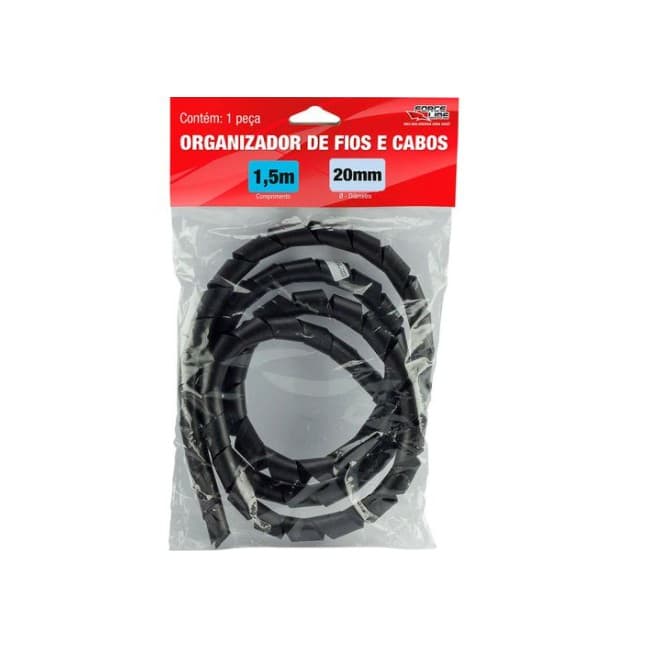 Organizador De Fios E Cabos 1,5 Metros C/ 20mm Preto Forceline