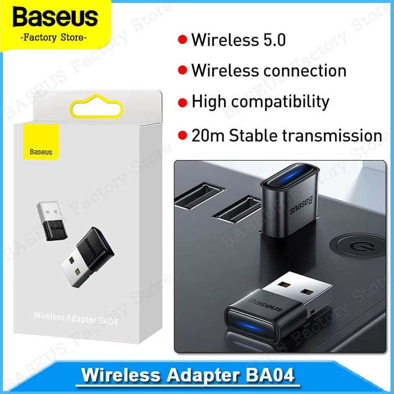 Baseus USB Adaptador Bluetooth BA04 Transmissor Receptor 5.0 Conexão Sem Fio Fone De Ouvido Música De Áudio