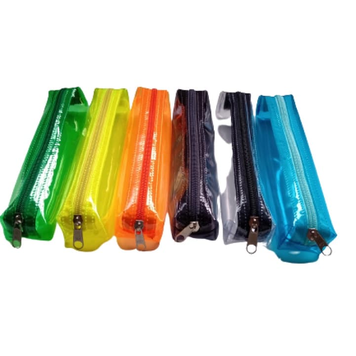 Estojo Escolar Simples Cristal colorido  Fino