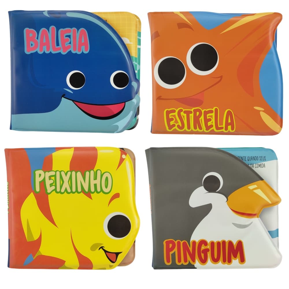 Livro De Banho - KIT COM 4 LIVROS - Amiguinhos Do Mar - Super Fofos - 6 Páginas