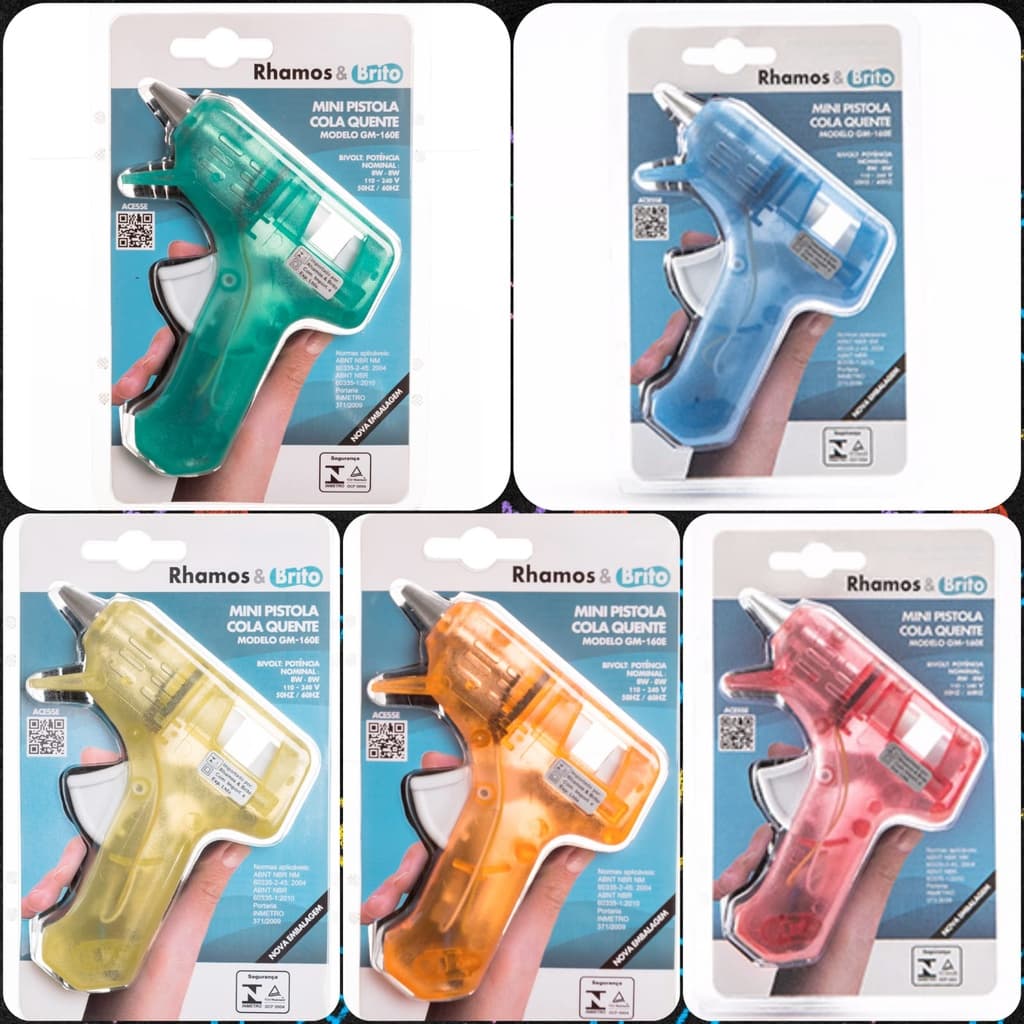 Pistola De Cola Quente Fina Rhamos e Brito 8W/20 (Colorida )