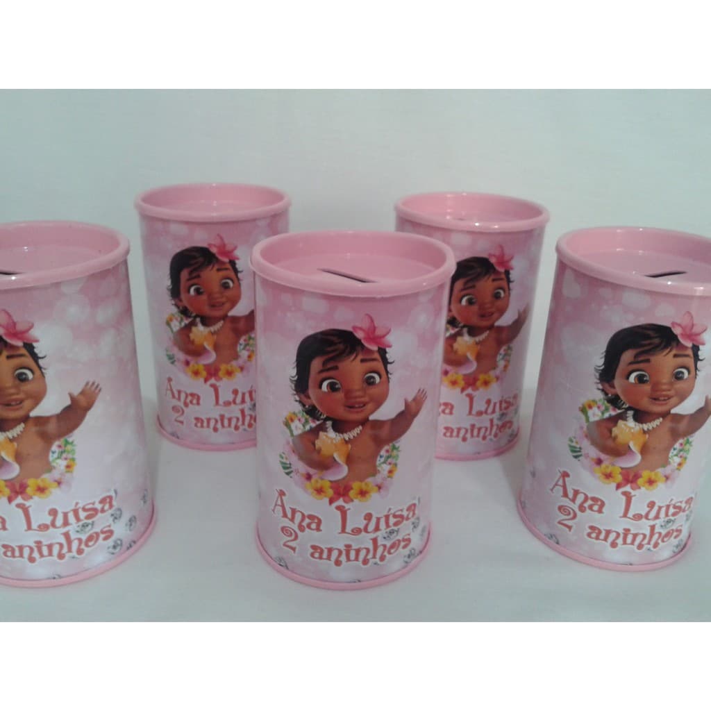 15 Lembrancinha Cofrinho Personalizado Moana Baby
