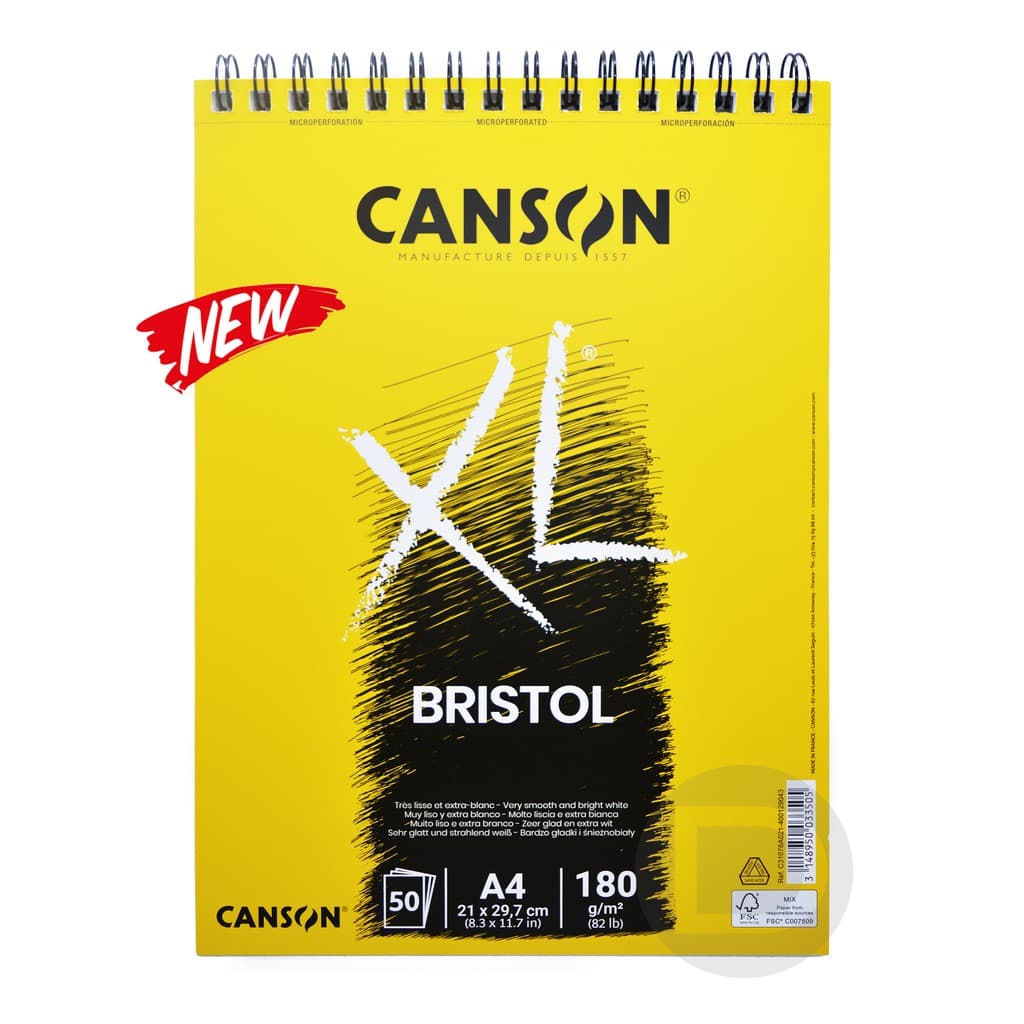 Bloco De Desenho Canson Bristol Xl 180g/m² A4 A3 50 Folhas