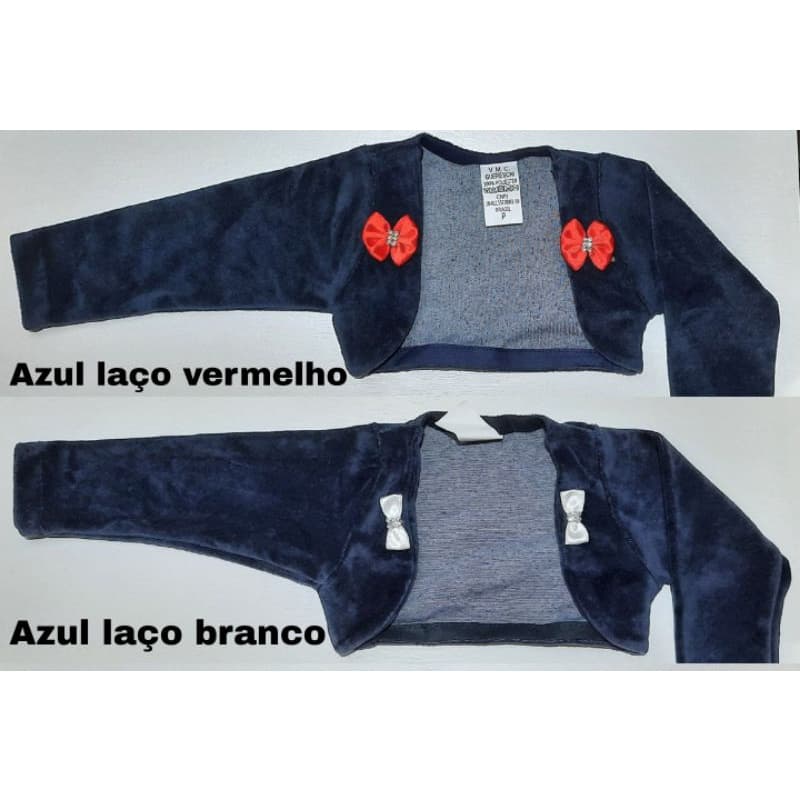 Bolero Infantil Menina Tam P/M Bebê Bolerinho Azul Plush