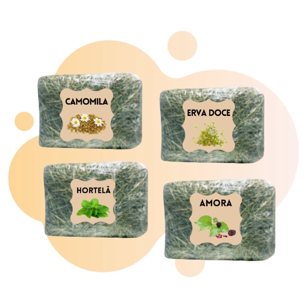 500g Feno Bom e Barato Saborizado para Coelho e Porquinho da índia