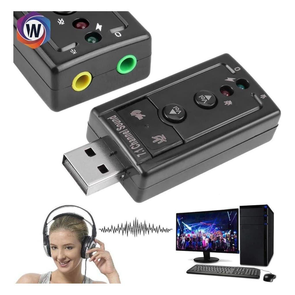 Placa Som USB 2.0 Fone + Mic P2 Cristal Sound 3D Externa