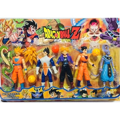 Kit 05 Bonecos Dragon Ball Z Goku Vegeta Picolo Gohan Trunks Bills 13 a 15cm
