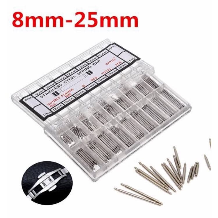 caixa kit pino relógio com 216 unidades tamanho 8mm ao 25mm