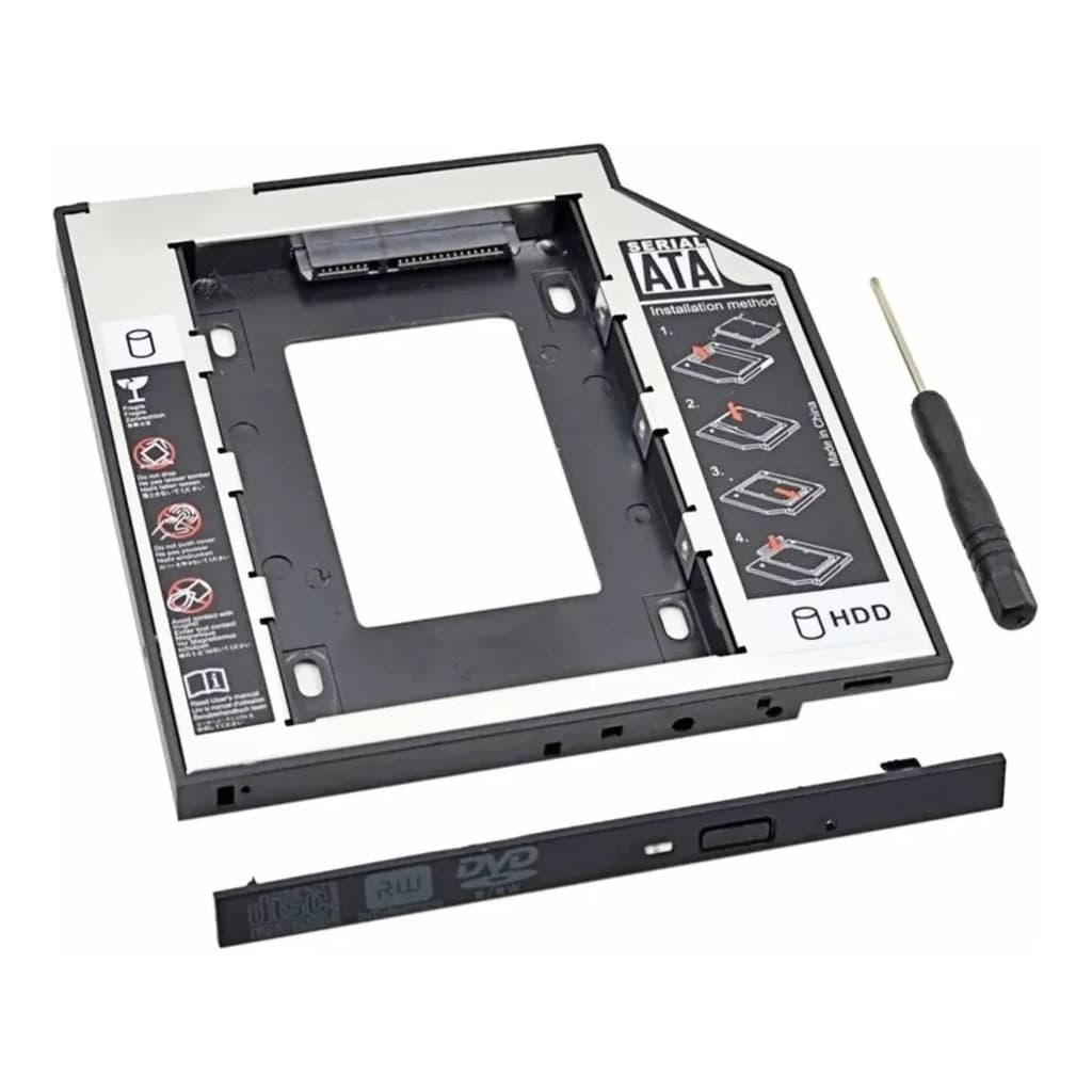 Case Caddy para HD e SSD Sata Adaptador Gaveta DVD Notebook 9,5mm 12.7mm
