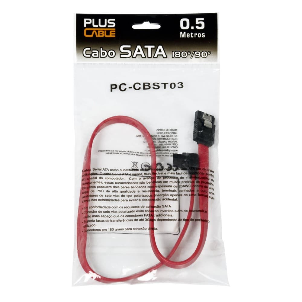Cabo de Dados SATA 180G/90G 50cm com Trava Pc SSD HDD Drive Optico