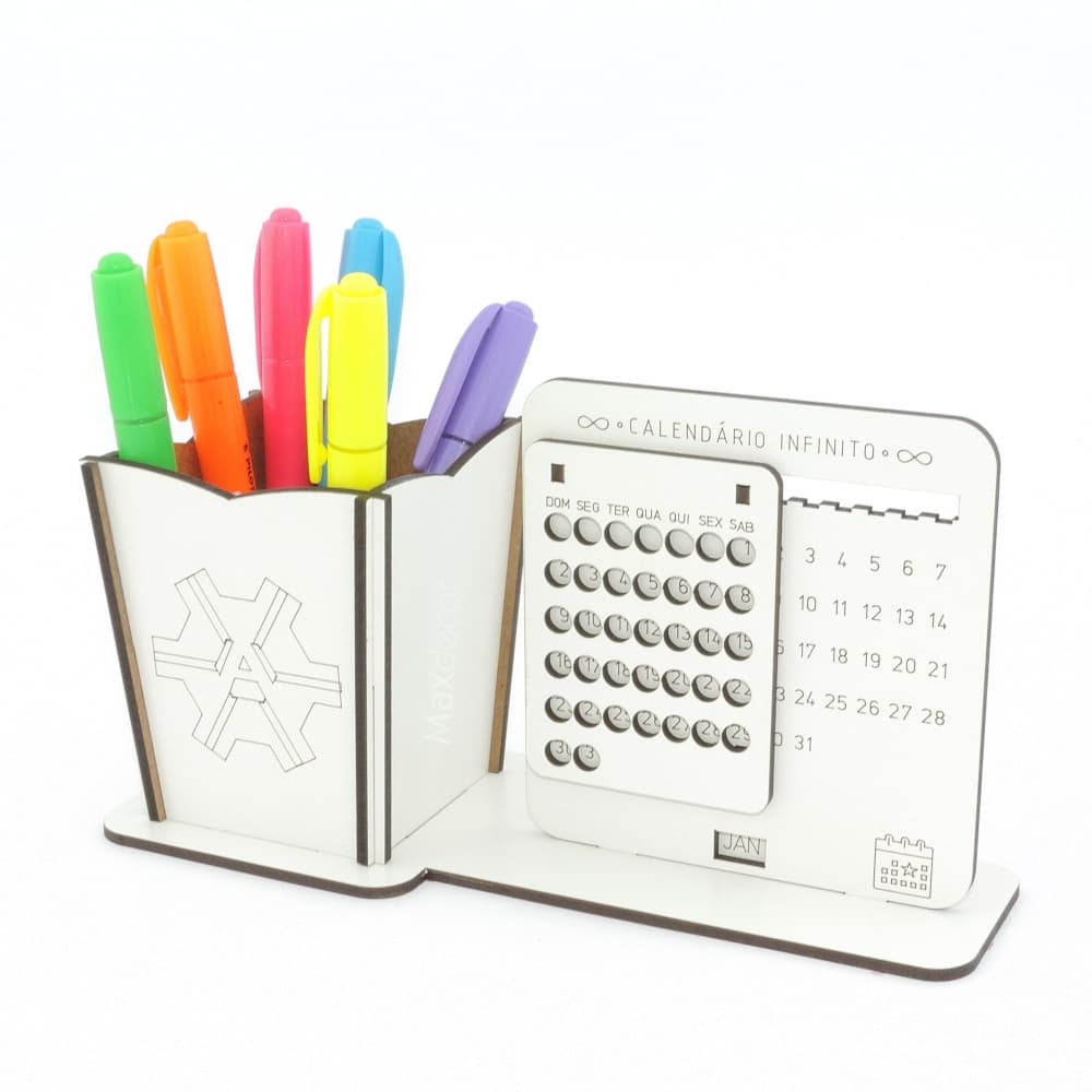 5 Calendário Infinito e Porta Lápis Personalizado Mdf - Agronomia
