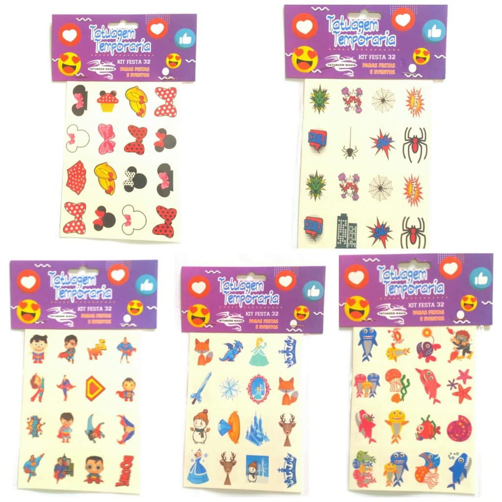 192 tatuagem temporária infantis vários temas