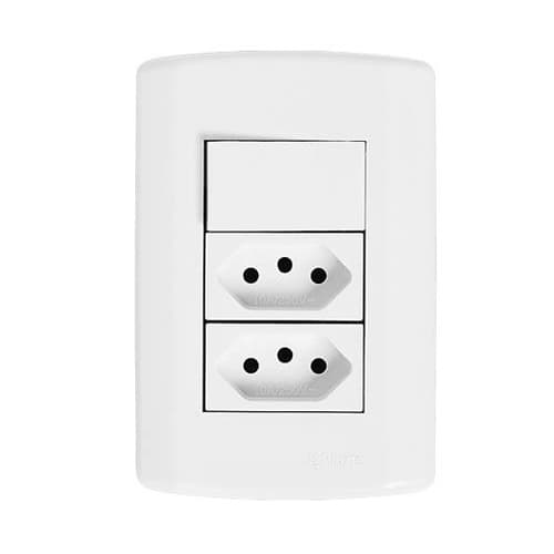 Interruptor 1 Tecla Simples + 2 Tomadas 20A Pluzie Pluzi Modular com placa